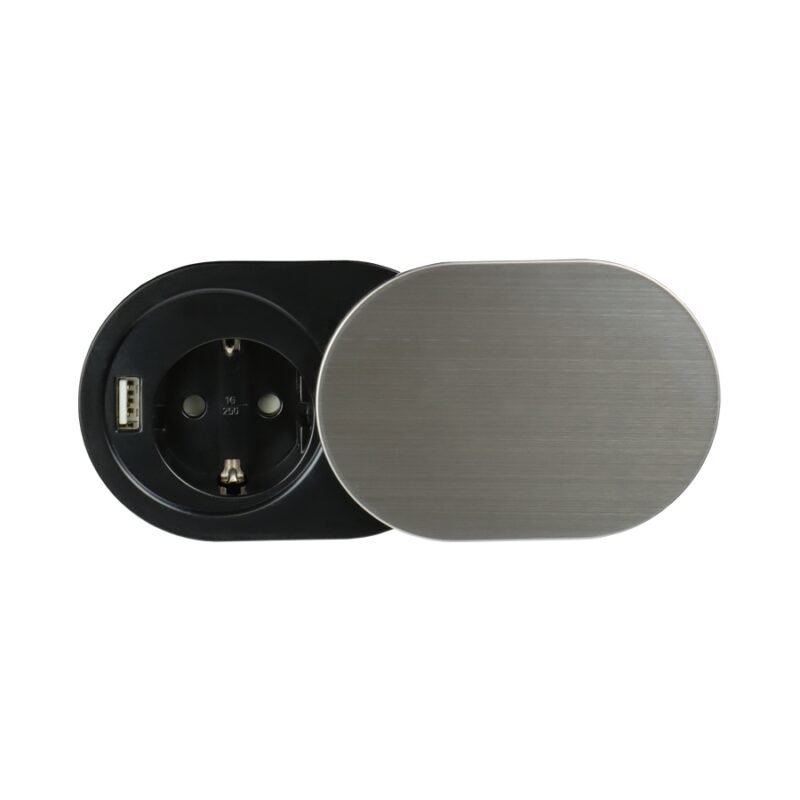 SLIDE BOX - gniazdo meblowe z USB, aluminium - obrazek 4