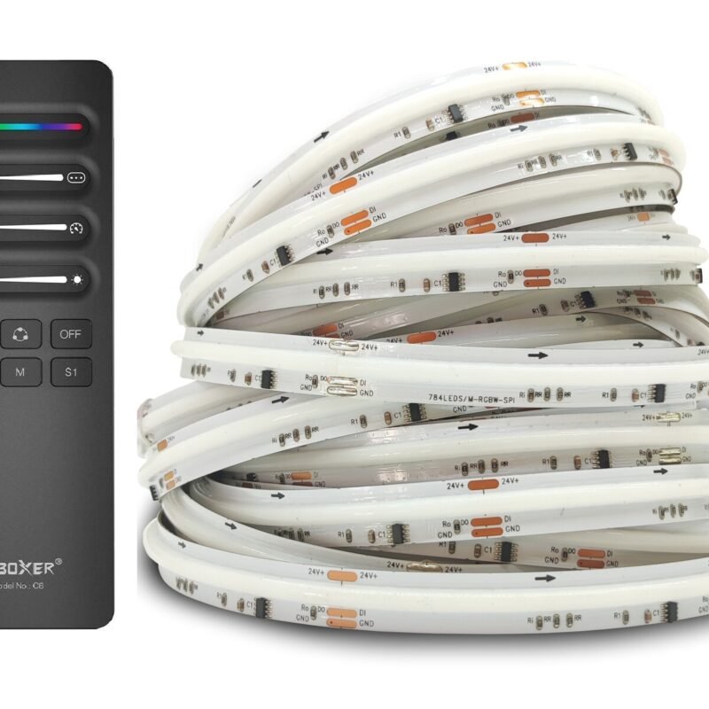 Zestaw 8m taśmy LED COB cyfrowej IC RGB IP20 z zasilaczem i sterownikiem.